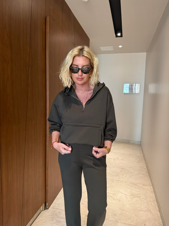 Orijinal Marka , Yarım Fermuarlı , Haki , Tok Modal Takım