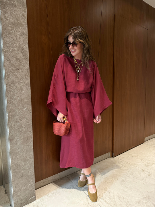 Orijinal Marka , Bağlamalı , Bordo Tencel Elbise