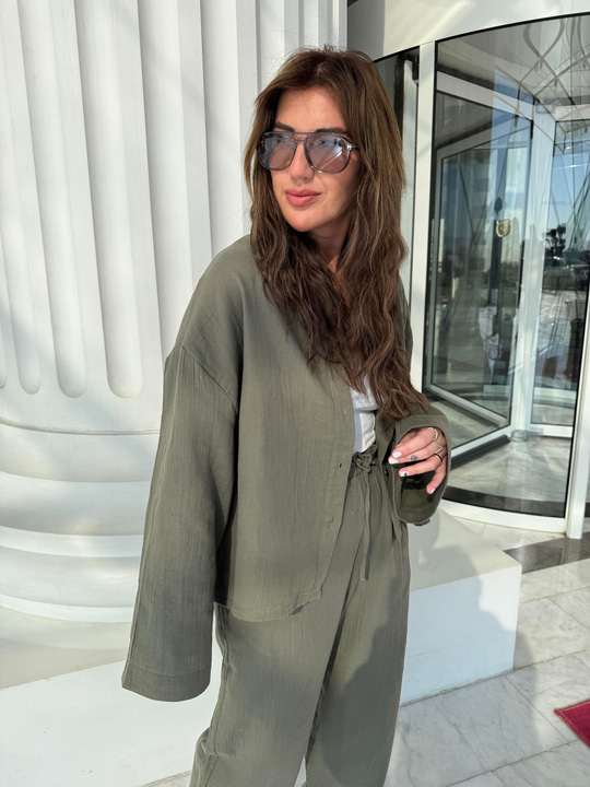 Orijinal Marka, %100 Cotton Haki Müslin Takım