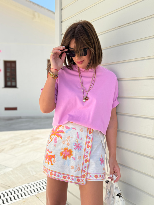Pamuklu , Pembe , Basic T-shirt