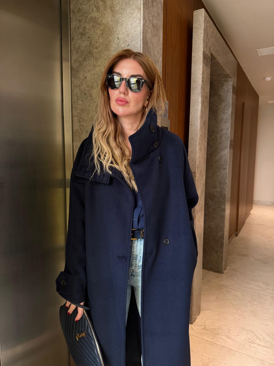 Orijinal Model , Lacivert , Premium Kaşe Kaban