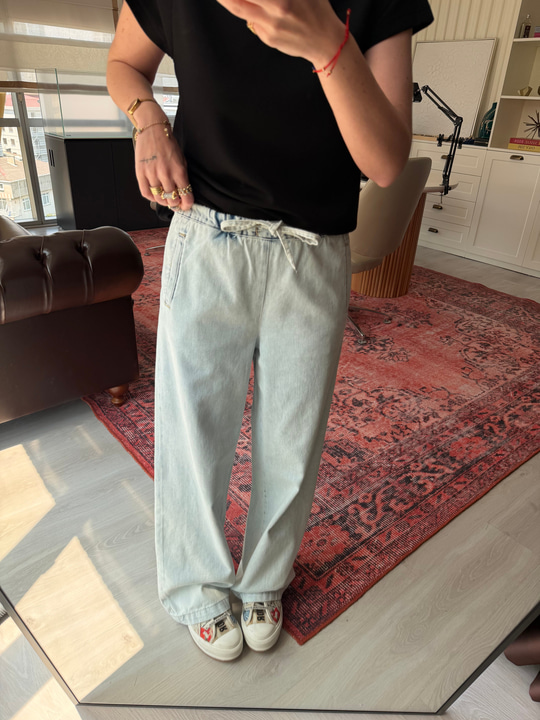 Orijinal Marka , Beli Lastikli , Buz Mavisi , Yumuşacık Tencel Jean