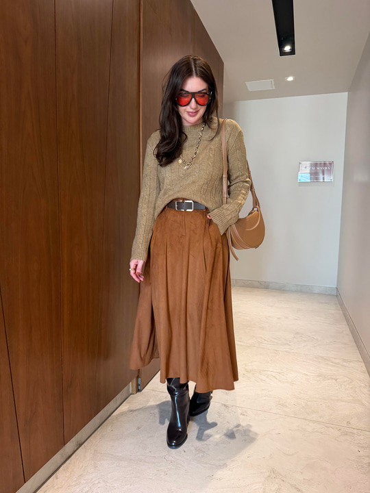 Kemerli , Premium , Taba Süet Etek