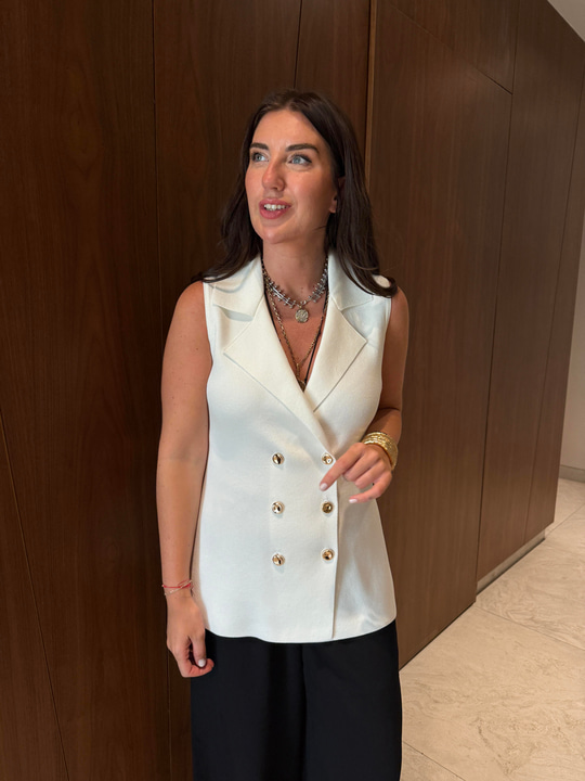 Altı Düğmeli , Ekru Kruvaze , Premium Yelek
