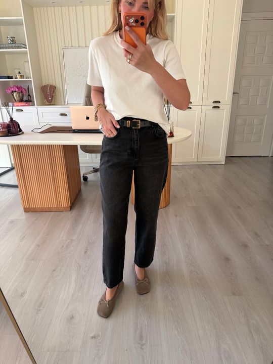 Kemerli, Antrasit Baggy Jean Pantolon