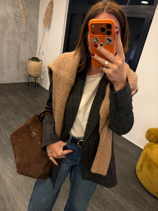 Özel Dokulu , Premium , Gri Blazer Ceket