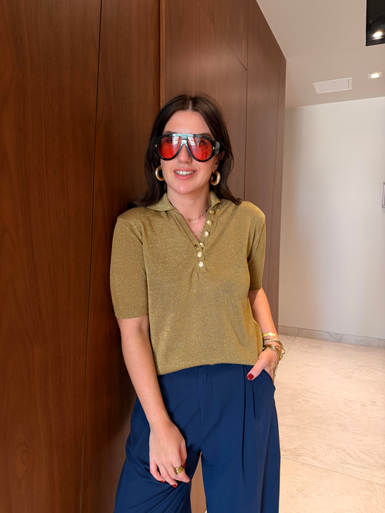Gold Parıltılı , Polo Yaka Triko