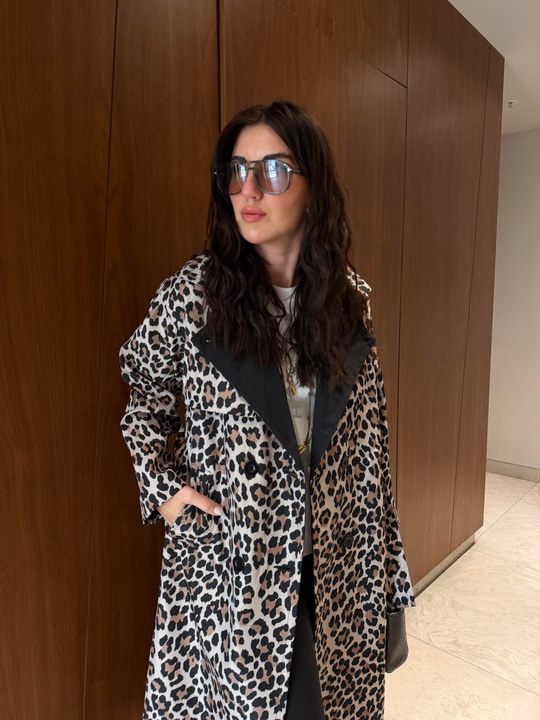 Leopar Desenli , Premium Trençkot