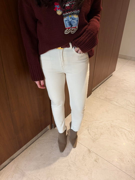 Kesik Paça , Full Likralı , Bej Jean Pantolon