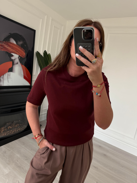 Orijinal Marka %100 Cotton Bordo T-Shirt