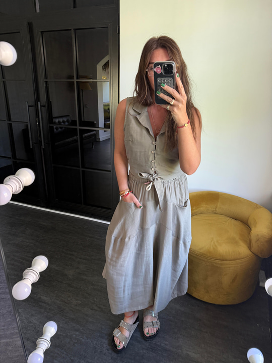 Vizon Beli Lastikli, Tencel Pantolon Etek