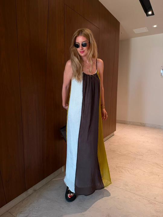 Orijinal Model , Blok Desenli , Askılı Elbise