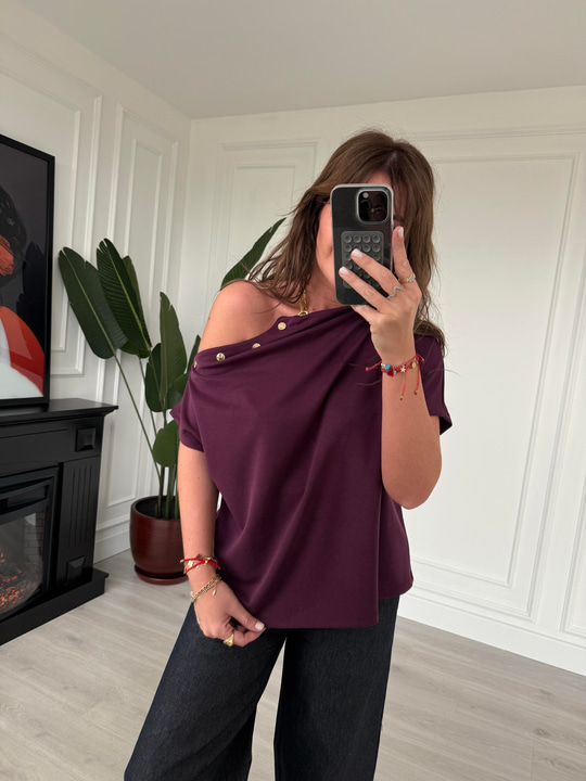 Orijinal Marka , Omzu Gold Çıtçıtlı , Mor Bluz