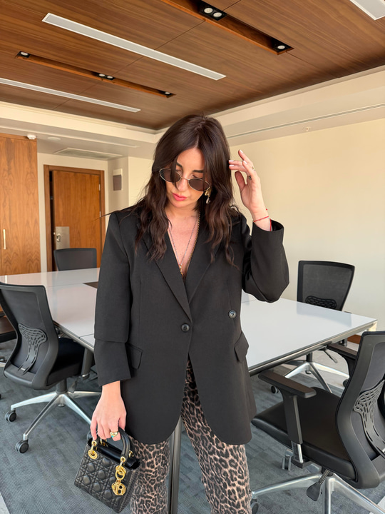 Çift Düğmeli , Kruvaze , Siyah , Premium Blazer Ceket