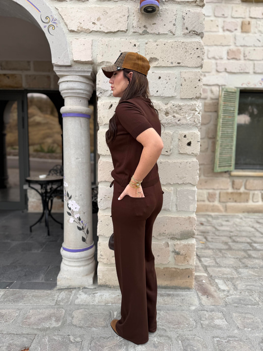 Acı kahve , Kısa Kollu , Premium Triko Takım