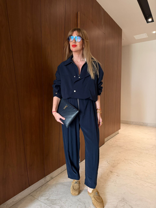 Bomber & Tencel Pantolon , Premium Lacivert Takım