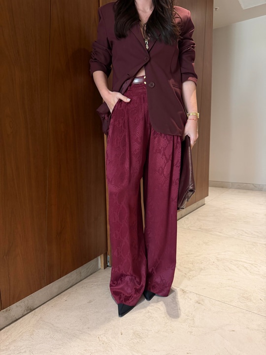Crocodile Desenli , Bordo Mat Saten Pantolon
