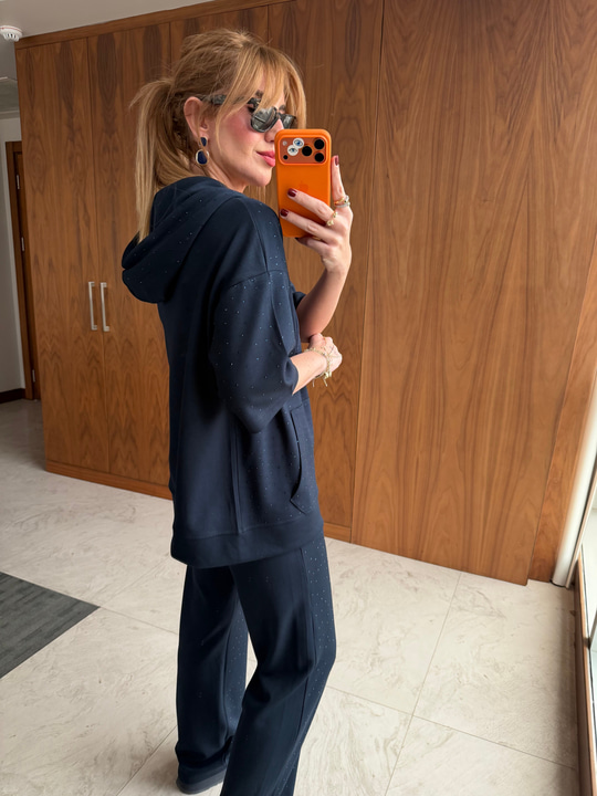 Lacivert , Taş Detaylı , Üçlü Modal Takım