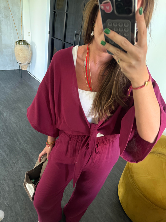 %100 Coton , Vişne Çürüğü , Önden Bağlamalı , Beli Lastikli , Müslim Takım