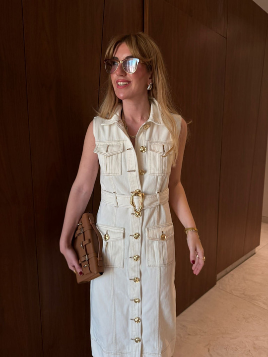 Orijinal Model , Taba Dikişli , Gold Kemerli , Ekru Elbise