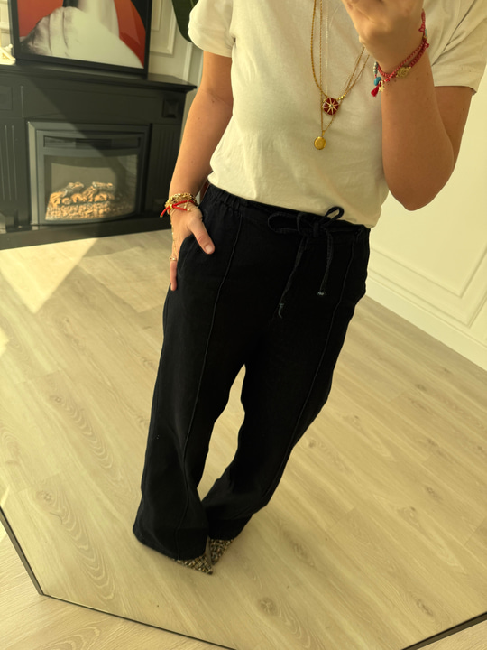Beli Lastikli , Lacivert , Premium Palazzo Jean