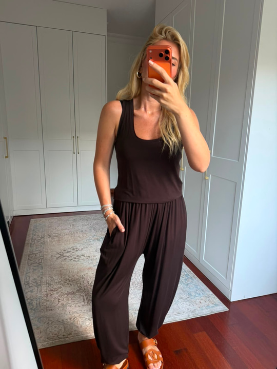 Beli & Paçası Lastikli , Likralı , Acıkahve Modal Takım