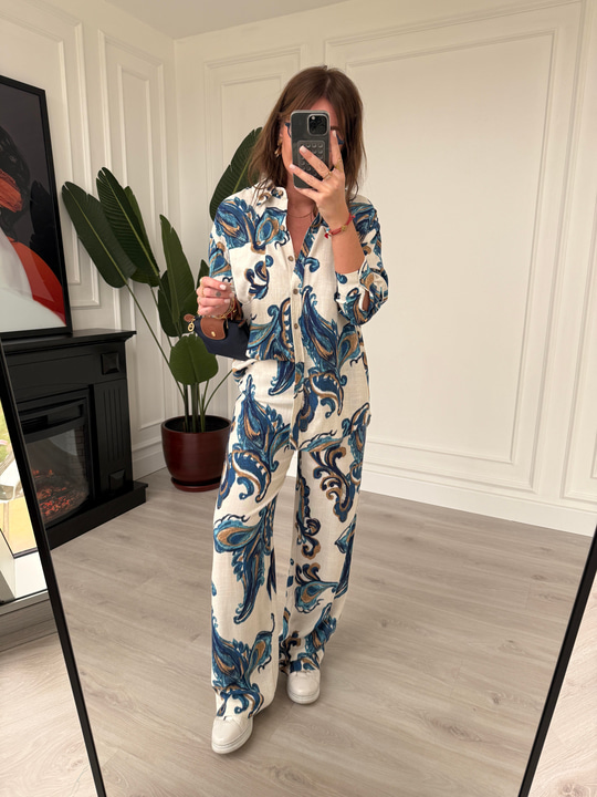 Lacivet Desenli , Gömlek & Pantolon , Premium Tiril Takım