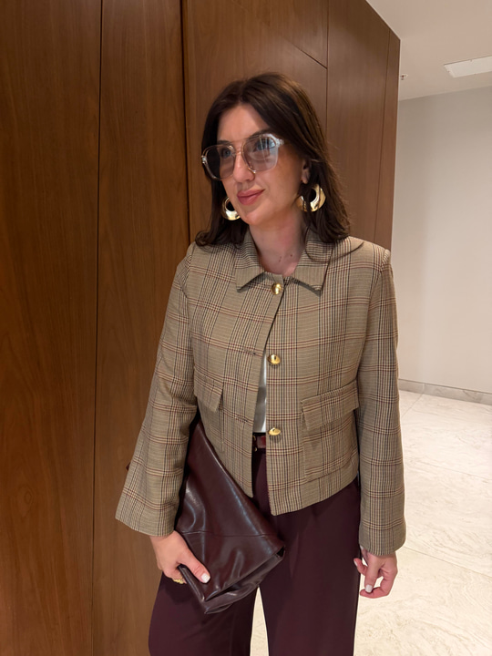 Orijinal Model , Bordo & Kahve Ekoseli , Gold Düğmeli Ceket