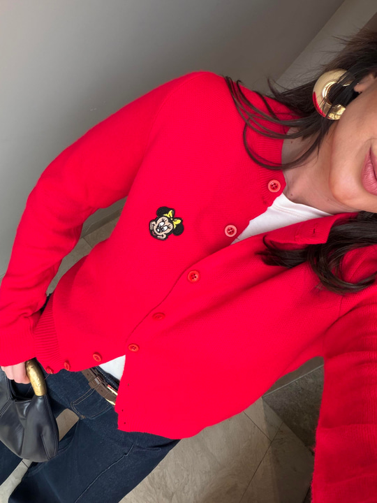 Orijinal Model , Mickey Logolu , Kırmızı Triko Hırka
