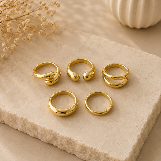 5 li Set , Gold Yüzük