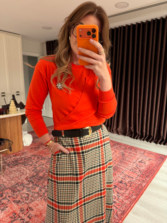 Bisiklet Yakalı , Orange , İkili Triko Takım