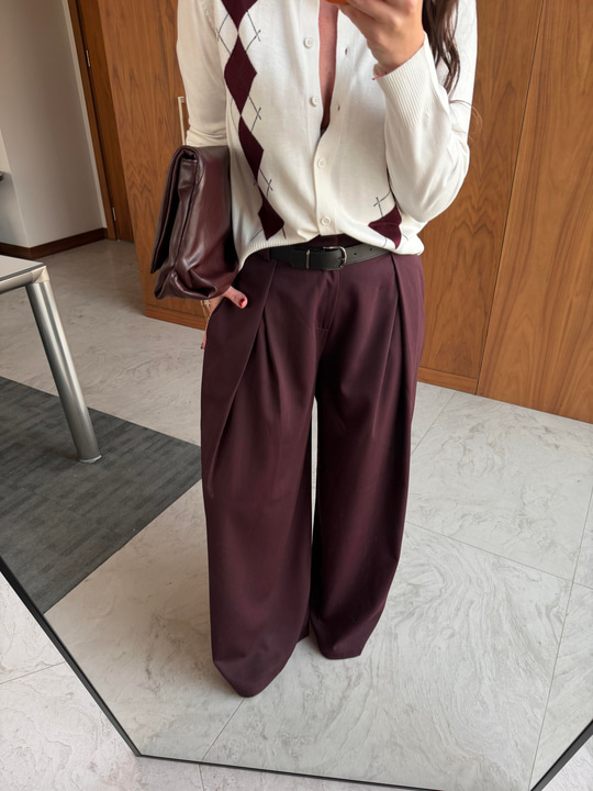 Kemerli Bordo Palazzo Pantalon