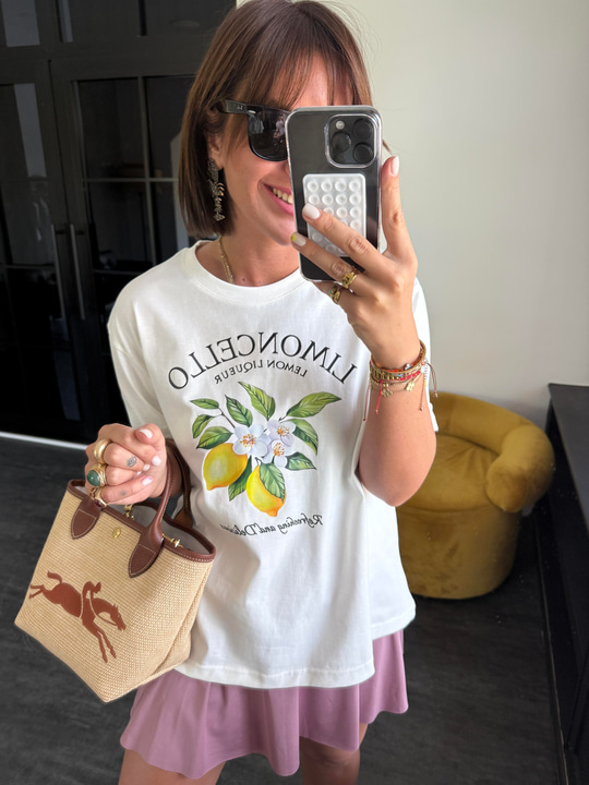 Lımoncello Desenli Beyaz T-Shirt