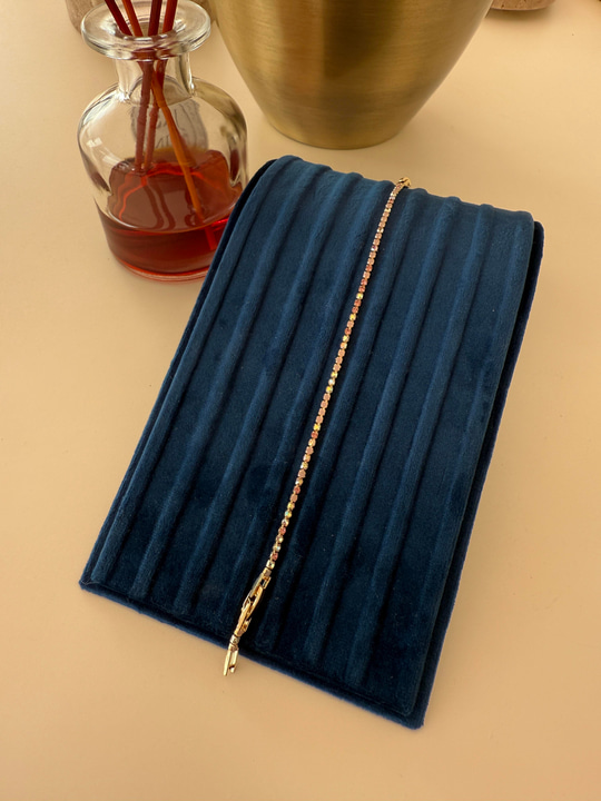 14k Gold Kaplama , Rengarenk Mini Zirkon Taşlı Bileklik