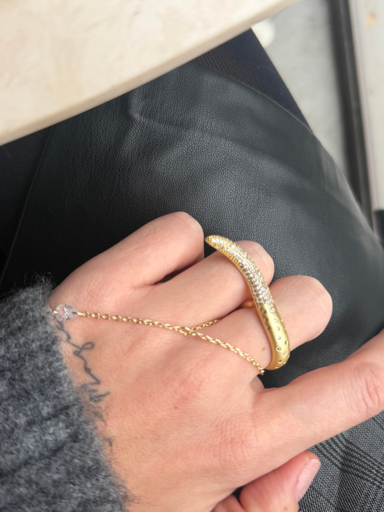 Zirkon Taş İşlemeli , Sarmal , Mat Gold Yüzük