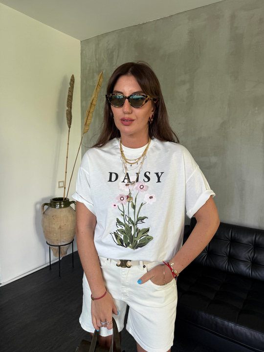Papatya Desenli , Pamuklu T-shirt