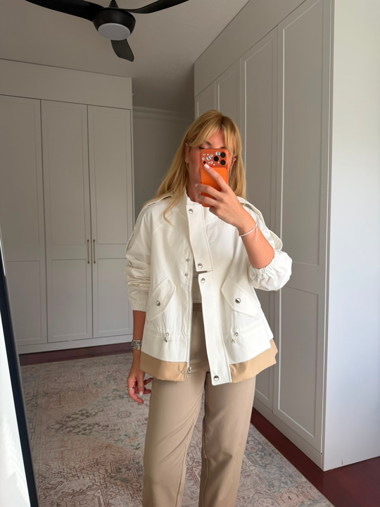 Orijinal Model , Belden Bağlamalı , Premium Beyaz & Bej , Gabardin Ceket