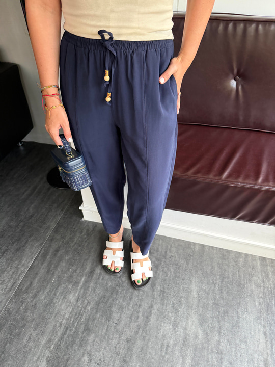 Beli Lastikli , Binici Model , Lacivert , Tencel Pantolon