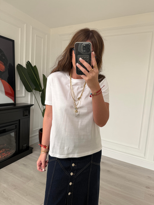 Modal Karışım , Pamuklu , Beyaz Basic Tshirt
