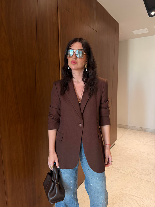 Çift Düğmeli , Kruvaze , Acı Kahve , Premium Blazer Ceket