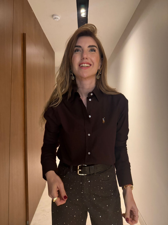 Marka Logolu , Acıkahve Poplin Gömlek