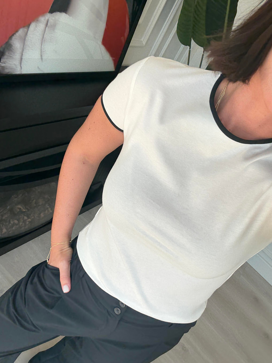 Orijinal Marka , Siyah Biyeli , Ekru T-shirt