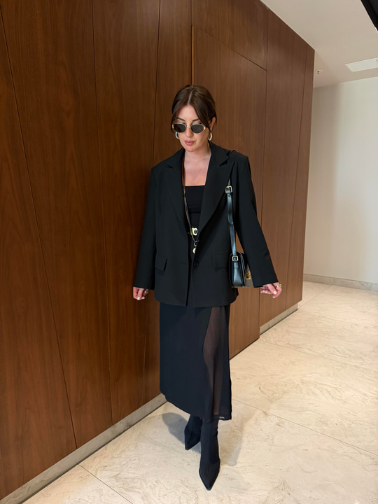 Siyah Krep Kumaş , Premium Blazer Ceket