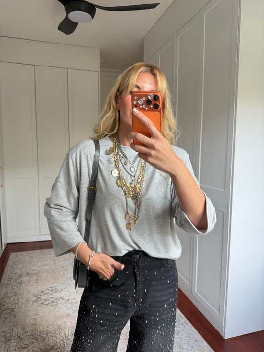 Gri , Vatkalı Oversize , Modal Bluz