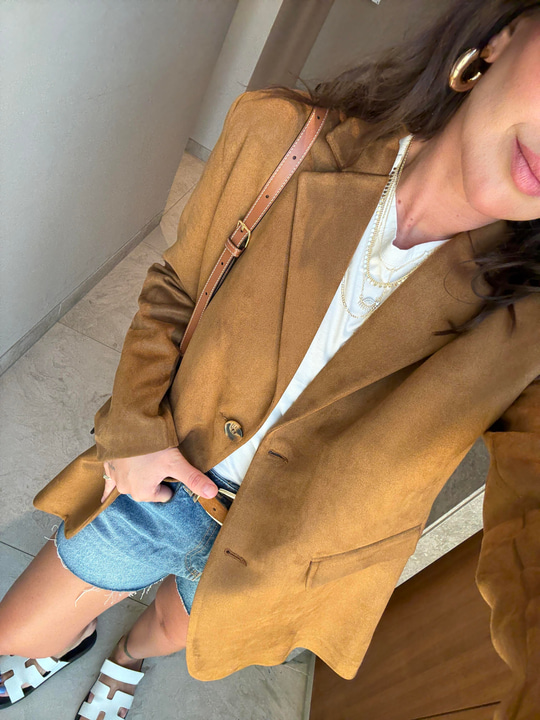 Taba Renk , Süet , Blazer Ceket