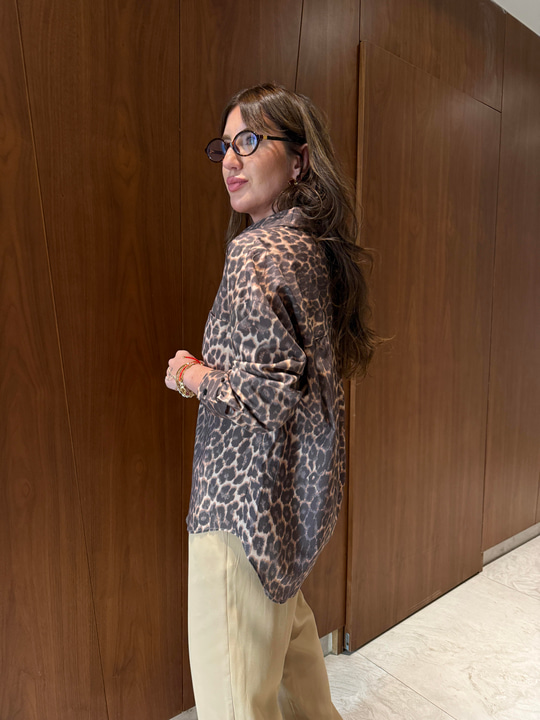Leopar Desenli , Poplin Gömlek