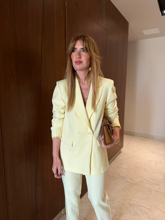Orijinal Marka , Sarı , Blazer Ceket & Likralı Pantolon Takım