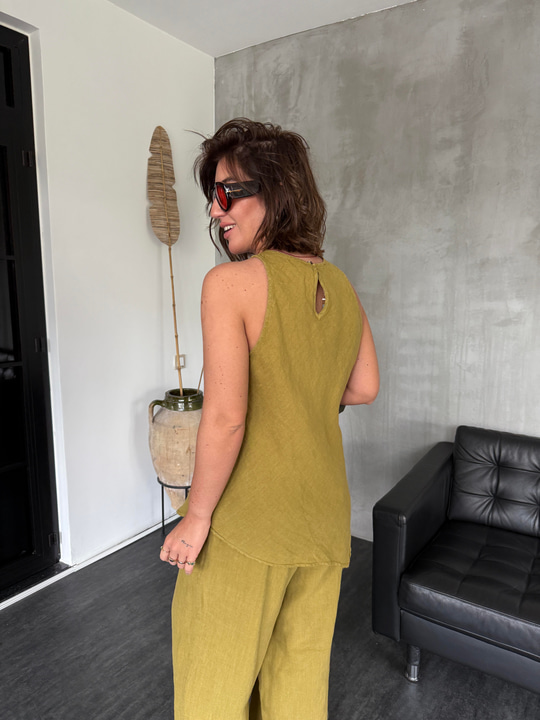 %100 Cotton , Yağ Yeşili , Premium , Keten Takım
