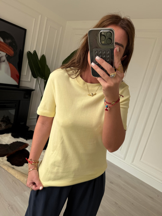 Orijinal Marka %100 Cotton Limon Sarısı   T-Shirt