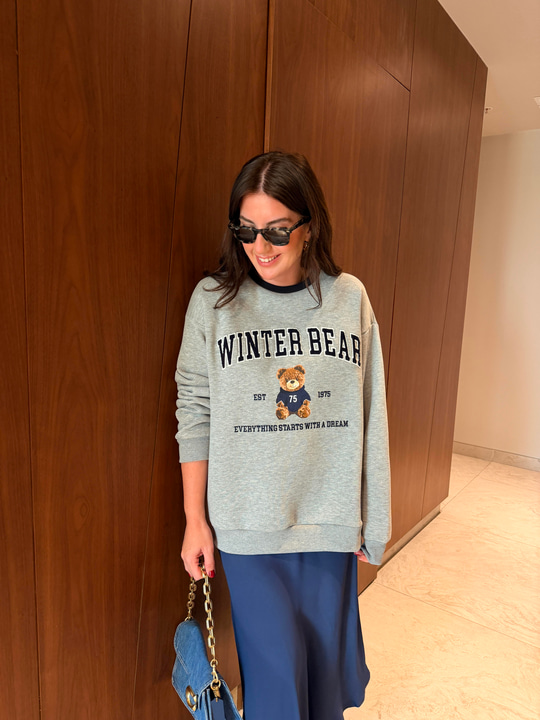 Teddy Bear , Yumuşacık , Gri Sweatshirt
